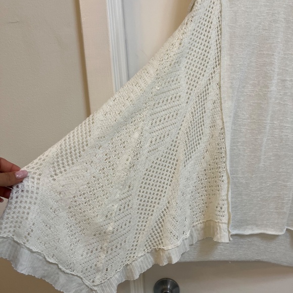 BSB White Long Sleeve Boho Crochet Panel Blouse, Size M - Picture 4 of 9